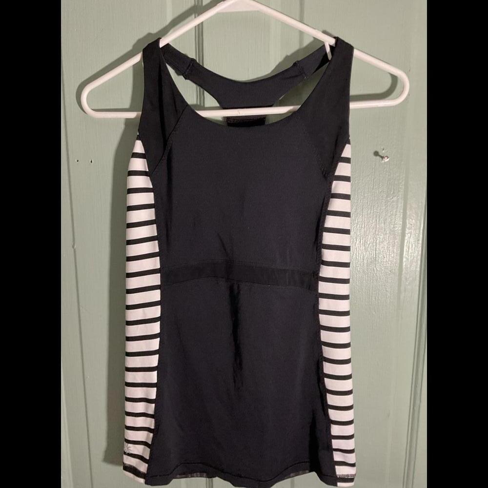 Athleta Black with Striped Sides Compression Top Size Small
